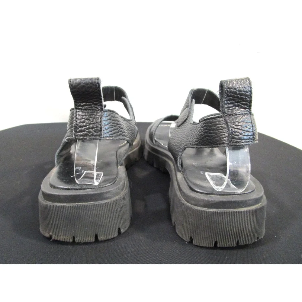 KMB Anthropologie Black Leather Chunky Platform Sandals Women 7US/37EU